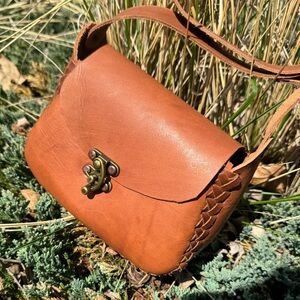 Mini Brown Leather Crossbody Bag with Adjustable Strap